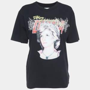 Off-White Black Retro Print Cotton Half Sleeve T-Shirt M