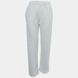 Off-White White Print Cotton Drawstring Straight Leg Pants M