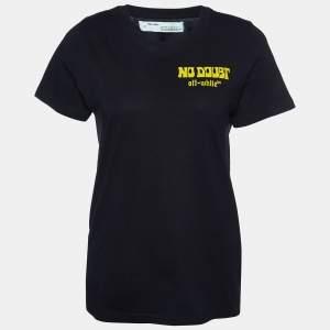 Off-White Black No Doubt Print Cotton Crew Neck T-Shirt XS