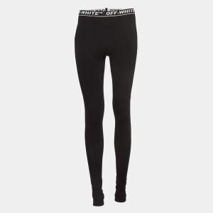 Off-White Black Logo Intarsia Knit Active Wear Leggings M