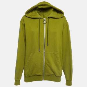 Off-White Green Arrow Print Cotton Zip-Up Hoodie XS