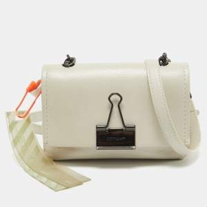 Off-White Off White Leather Mini Binder Clip Crossbody Bag