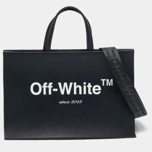 Off-White Black Leather Medium Box Tote