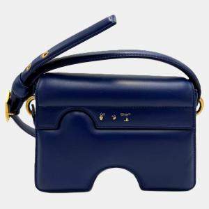 Pre Owned Off-White Burrow 22 Blue Leather Shoulder Bag