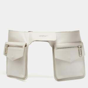 مملوكة مسبقًا Off-White Two Pocket White Leather Belt Bag