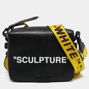Pre Owned Off-White Black Leather Sculpture Binder Clip Crossbody Bag