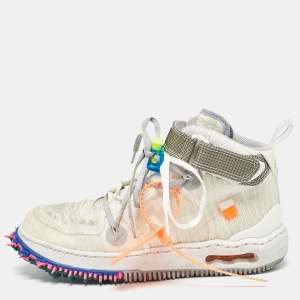 Nike x Off-White White/Grey Lace and Fabric  Air Force 1 High Top Trainers Sneakers Size 40.5