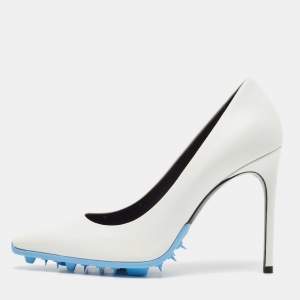 Off-White White Leather Pointed Toe Pumps Size 38