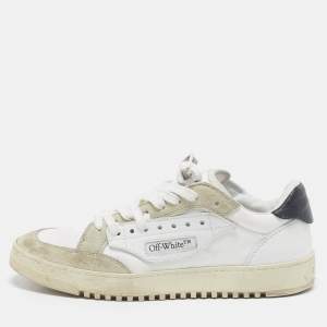 Off-White White/Grey Canvas and Suede 5.0 Low Top Sneakers Size 39