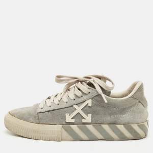 Off-White Grey Suede Vulcanized Low Top Sneakers Size 40