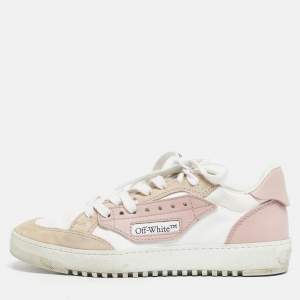 Pre Owned Off-White Multicolor Leather and Suede Off Court Lace Up Sneakers Size 38