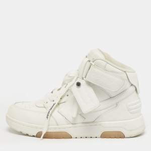 Pre Owned Off-White White Leather Out Of Office High Top Sneakers Size 40