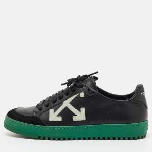 Pre Owned Off-White Black Leather and Suede Carryover Low Top Sneakers Size 36