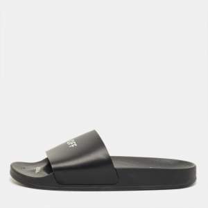 Pre Owned Off-White Black Rubber Arrow Pool Slides Size 42