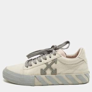 Pre Owned Off-White Vulcanized Size 38 Grey Canvas Low Top Sneakers