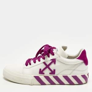 مملوكة مسبقًا Off-White Vulcanized Size 41 White/Purple Canvas and Suede Low Top Sneakers