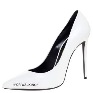 Pre Owned Off-White White Leather Pointed Toe Pumps Size 39