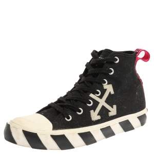 Off White Black/White Canvas High-top Arrow Sneakers Size 43