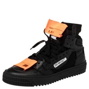 Off-White Black Leather and Canvas Off Court 3.0 Sneakers Size 36