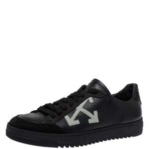 Pre Owned Off White Black Leather And Suede  Low-Top Sneaker Size 39