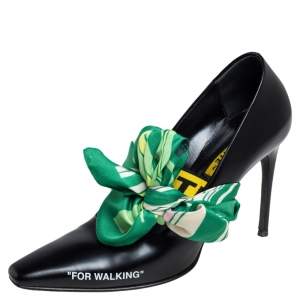 Pre Owned Off-White  Black Leather  Mary Jane Pointed Toe  Pumps Size 40