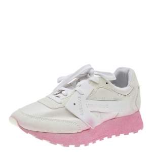 Pre Owned Off-White White Leather, Nylon, and Suede Degrade HG Runner Sneakers Size 38