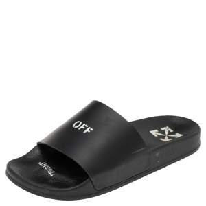 Off-White Black Rubber Off Pool Slide Sandals Size 38