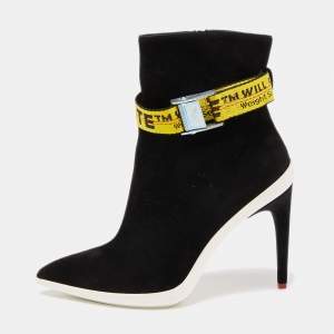 Pre Owned Off-White Black Suede Off-White Co Virgil Abloh Ankle Boots Size 38