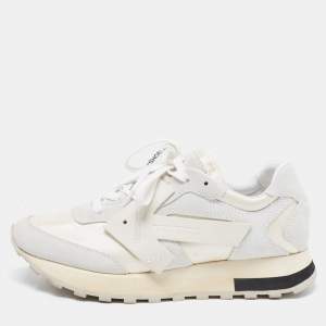 Pre Owned Off-White Grey/White Suede and Leather HG Runner Low Top Sneakers Size 40