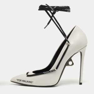 Pre Owned Off-White White Leather Lace Up Pumps Size 40
