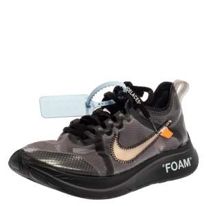 Nike x Off-White Black/Silver Mesh And Polyurethane Zoom Fly Sneakers Size 36.5 