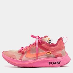 Off-White x Nike Pink Mesh Zoom Fly Low Top Sneakers Size 38.5