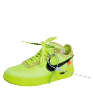 Off-White x Nike Neon Yellow Mesh And Fabric Air Force 1 Volt Sneakers Size 38