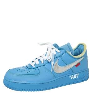 Off-White x Nike Blue Leather MCA Air Force 1 Sneakers Size 43