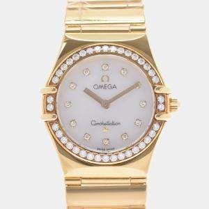 Omega 18K Yellow Gold And Stainless Steel Constellation 1154.75 Quartz Women's Wristwatch 25.5 mm