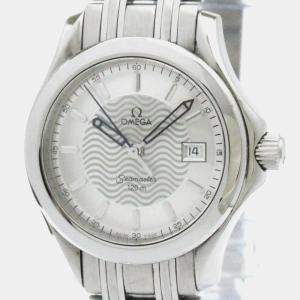 Omega Silver Stainless Steel Seamaster Quartz Women's Wristwatch 29 mm