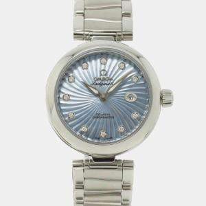 Omega Blue Shell Diamond Stainless Steel De Ville Ladymatic Automatic Women's Wristwatch 34 mm