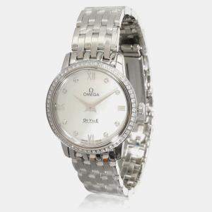 Omega White Diamond Stainless Steel De Ville Prestige 424.15.27.60.55.001 Quartz Women's Wristwatch 27 mm