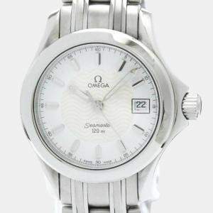 Omega White Stainless Steel Seamaster 2581.21 Quartz Women's Wristwatch 26 mm