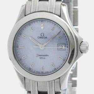 Omega Blue Shell Stainless Steel Seamaster 2581.84 Quartz Women's Wristwatch 26 mm