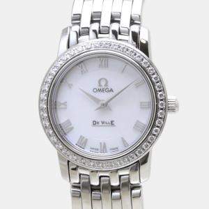 Omega White Stainless Steel De Ville Prestige 4575.71.00 Quartz Women's Wristwatch 22 mm