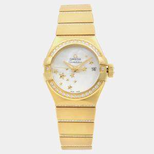 Omega White 18K Gold Constellation 123.55.27.20.05.002 Automatic Women's Wristwatch 27 mm