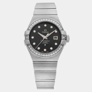 Omega Black 18K White Gold Constellation 123.55.31.20.51.001 Automatic Women's Wristwatch 33mm