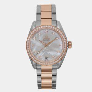 Omega MOP 18k Rose Gold Stainless Steel Seamaster Aqua Terra 231.25.39.21.55.001 Automatic Women's Wristwatch 38.5 mm
