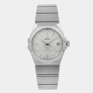 Omega Silver Diamond Stainless Steel Constellation 123.15.35.20.02.001 Women's Wristwatch 35 mm