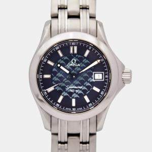 Omega Blue Stainless Steel Seamaster Jacques Mayol Limited Edition 25880 Quartz Women's Wristwatch 27 mm 