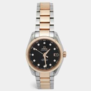 Omega Black 18K Rose Gold Stainless Steel Diamond Seamaster Aqua Terra 231.20.39.21.51.002 Women's Wristwatch 38.50 mm