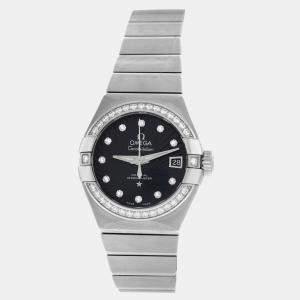 Omega Black MOP Stainless Steel Constellation 123.15.27.20.51.001 Automatic Women's Wristwatch 27 mm