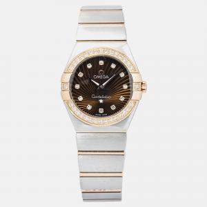 Omega Constellation 123.25.24.60.63.001 Quartz Chocolate 18K Rose Gold Women's Wristwatch 28 mm
