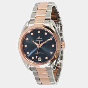 Pre Owned Omega Seamaster Aqua Terra 220.20.34.20.53.001 Automatic Blue 18k Rose Gold Stainless Steel Women's Wristwatch 34 mm